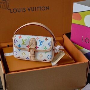 Louis Vuitton White Multicolor Monogram Mini Top Handle Bag